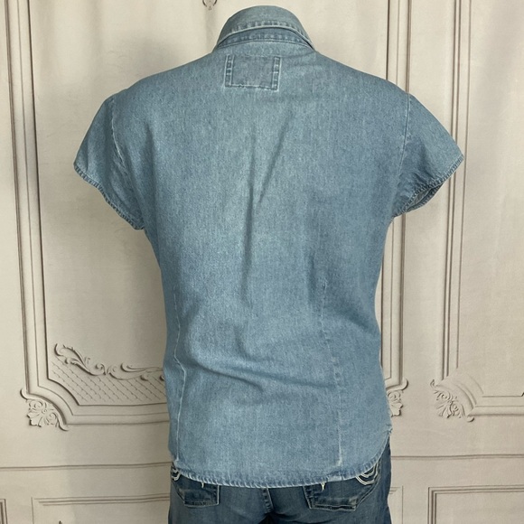 Vintage Hard Rock Cafe Cozumel Genuine Original Ladies Cap Sleeve Denim Top Lg - Picture 4 of 6